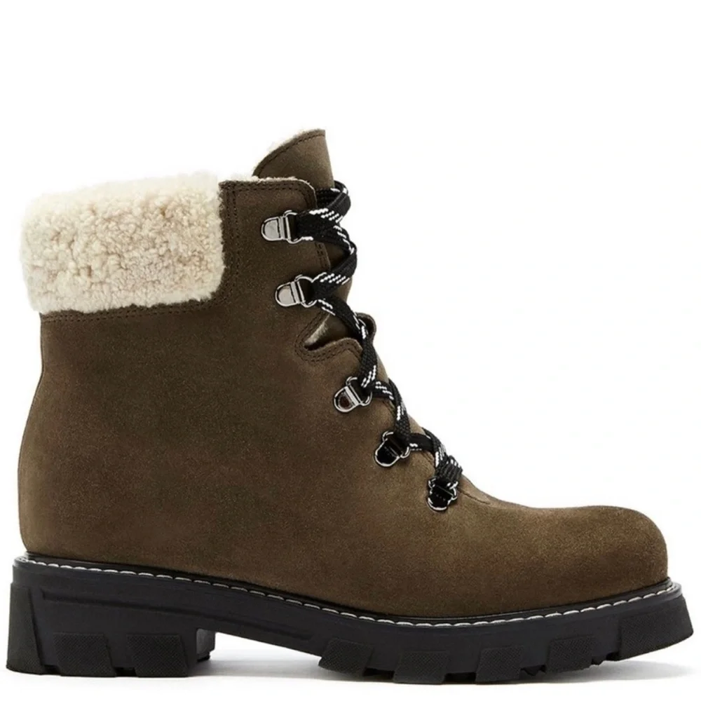 La Canadienne Adams Waterproof Shearling Suede Hiker Boots Women’s 10 Handmade